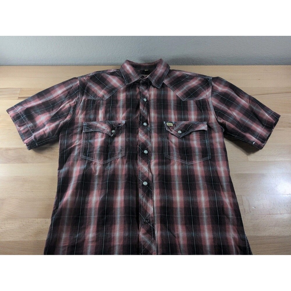 Larry Mahan Cowboy Collection Plaid Shirt Red Short Sleeve Men Size Small